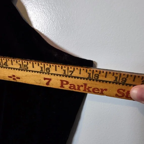 Patra‎ Vintage 80s Black Velvet Spaghetti Strap Dress Size 11/12 - Picture 7 of 7